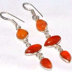 Carnelian Gemstone 925 Sterling Silver Handmade Drop Dangle Earrings